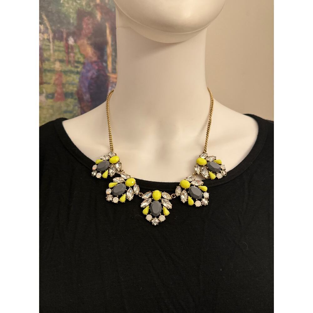 J. Crew Gray and Yellow Beaded Statement Necklace - Picture 4 of 5